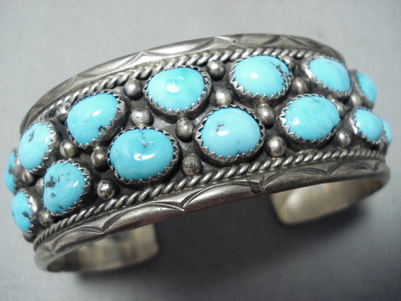 Dorothy Secatero Vintage Native American Navajo 14 Kingman Turquoise Sterling Silver Bracelet-Nativo Arts