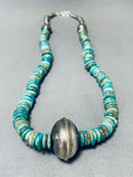 Eye Catching Native American Navajo Royston Turquoise Sterling Silver Necklace-Nativo Arts