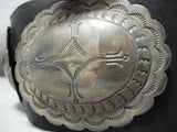Early Heavy Vintage Native American Navajo Hand Tooled Sterling Silver Concho Belt Old-Nativo Arts