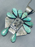 Native American Rare Apache Turquoise Vintage Navajo Sterling Silver Necklace-Nativo Arts
