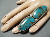 Colossal Native American Navajo Turquoise Mountain Turquoise Sterling Silver Ring-Nativo Arts