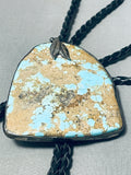 One Of The Best Ever Vintage Native American Navajo #8 Turquoise Sterling Silver Bolo Tie-Nativo Arts