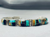 Extremely Intricate Vintage Native American Navajo Opal Sterling Silver Bracelet-Nativo Arts