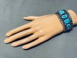 Jimmy Shay Important Vintage Native American Navajo Turquoise Sterling Silver Wave Bracelet-Nativo Arts