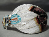 Rare Kachina Maiden Native American Zuni Turquoise Coral Sterling Silver Bracelet-Nativo Arts
