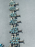 Intricate Womens Vintage Native American Zuni Turquoise Sterling Silver Squash Blossom Necklace-Nativo Arts