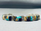 Extremely Intricate Vintage Native American Navajo Opal Sterling Silver Bracelet-Nativo Arts