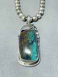 100 Gram Spiderweb Turquoise Vintage Native American Navajo Sterling Silver Necklace-Nativo Arts