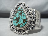 One Of The Best Vintage Native American Navajo Verdy Jake Turquoise Sterling Silver Bracelet-Nativo Arts