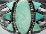 Unique Early Vintage Native American Navajo Cerrillos Turquoise Sterling Silver Bracelet-Nativo Arts