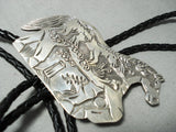 Spectacular Vintage Native American Navajo Sterling Silver Horse Bolo Tie-Nativo Arts