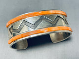 Native American Extremely Unique Zig Zag Orange Shell Sterling Silver Bracelet-Nativo Arts