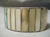 One Of Best Vintage Zuni Native American Navajo Turquoise Shell Inlay Sterling Silver Bracelet-Nativo Arts
