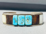 Important Jack Adakai Vintage Native American Navajo Inlay Sterling Silver Bracelet-Nativo Arts