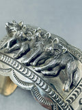 Wolfpack Native American Navajo Sterling Silver Highly Detailed Bracelet Cuff-Nativo Arts