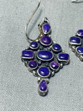 Gorgeous Vintage Native American Navajo Sugulite Cluster Sterling Silver Earrings-Nativo Arts
