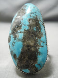 One Of The Biggest Huge Native American Navajo Persin Turquoise Sterling Silver Ring-Nativo Arts