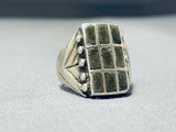 Stunning Vintage Native American Navajo Green Turquoise Sterling Silver Ring-Nativo Arts