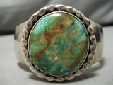 Heavy And Thick Vintage Native American Navajo Royston Turquoise Sterling Silver Bracelet Old-Nativo Arts