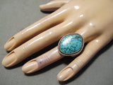 Important Vintage Native American Navajo Lone Mountain Turquoise Sterling Silver Ring Old-Nativo Arts