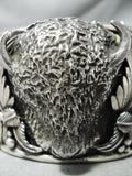 Heavy Buffalo 200 Grm Native American Buffalo Turquoise Sterling Silver Bracelet-Nativo Arts
