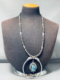 Outstanding Vintage Native American Navajo Sleeping Beauty Turquoise Sterling Silver Necklace-Nativo Arts