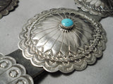 Huge Vintage Native American Navajo Turquoise Sterling Silver Hand Wrought Concho Belt Old-Nativo Arts