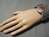 One Of The Best Vintage Native American Navajo Tolino Sterling Silver Rug Bracelet-Nativo Arts