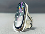 Sammy Smith Signed Fabulous Purple Native American Navajo Jet Sterling Silver Ring-Nativo Arts