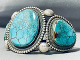 151 Grams Vintage Native American Navajo Spiderweb Turquoise Sterling Silver Bracelet Cuff-Nativo Arts