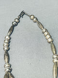 Rare Longer Signed Vintage Native American Navajo Sterling Silver Torpedo Necklace-Nativo Arts