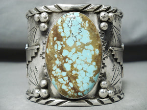 One Of Biggest Greatest Native American #8 Turquoise Sterling Silver Bracelet-Nativo Arts