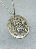 Fascinating Vintage Native American Navajo Sterling Silver Kachina Pendant Necklace-Nativo Arts