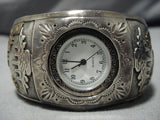 Remarkable Vintage Native American Navajo Rain Cloud Sterling Silver Watch Bracelet Old-Nativo Arts