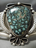 Important Vintage Native American Navajo Last Chance Turquoise Sterling Silver Bracelet Old-Nativo Arts