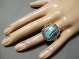 Important Vintage Native American Navajo Jeanette Dale Turquoise Sterling Silver Ring-Nativo Arts