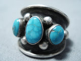 Incredible Vintage Native American Navajo Carico Lake Turquoise Sterling Silver Ring Old-Nativo Arts