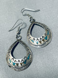 Special Vintage Native American Navajo Turquoise Sterling Silver Dangle Earrings-Nativo Arts
