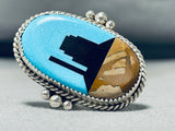 Noteworthy Native American Navajo Turquoise Sterling Silver Monument Valley Ring-Nativo Arts