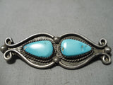 Amazing Vintage Navajo Blue Gem Turquoise Sterling Silver Native American Pin-Nativo Arts