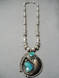 Astonishing Vintage Native American Hopi Sterling Silver Turquoise Necklace Old-Nativo Arts