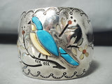 Best Vintage Native American Navajo Turquoise Bluejay Sterling Silver Bird Bracelet-Nativo Arts