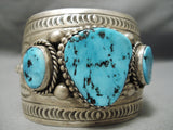Big Best Vintage Native American Navajo Natural Turquoise Sterling Silver Bracelet Cuff Old-Nativo Arts