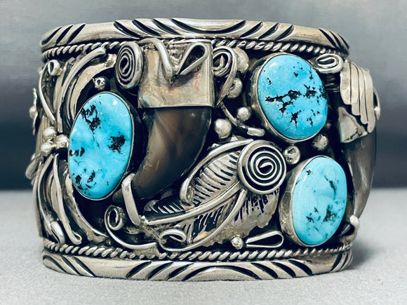 Important Glen Willie Vintage Native American Navajo Turquoise Sterling Silver Bracelet-Nativo Arts