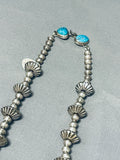 Orville Tsinnie Hogan Bead Vintage Native American Navajo Turquoise Sterling Silver Necklace-Nativo Arts