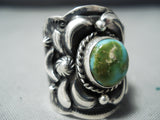 Important Native American Navajo Darrell Becenti (d.) Turquoise Sterling Silver Ring-Nativo Arts
