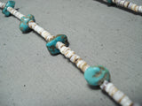 Awesome Vintage Native American Navajo Old Kingman Turquoise Sterling Silver Necklace Old-Nativo Arts
