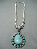 Marie Thompson Vintage Native American Navajo Turquoise Cluster Sterling Silver Necklace-Nativo Arts