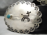 Important Vintage Native American Navajo Chee Antelope Turquoise Sterling Silver Concho Belt Old-Nativo Arts