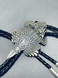 Fascinating Native American Navajo Sterling Silver Toad Signed Ben Benally Bolo-Nativo Arts